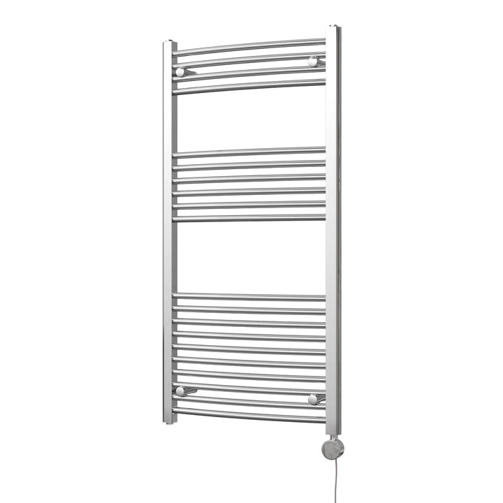 Zennor - Chrome Electric Towel Rail H1200mm x W600mm Curved 400w Thermostatic