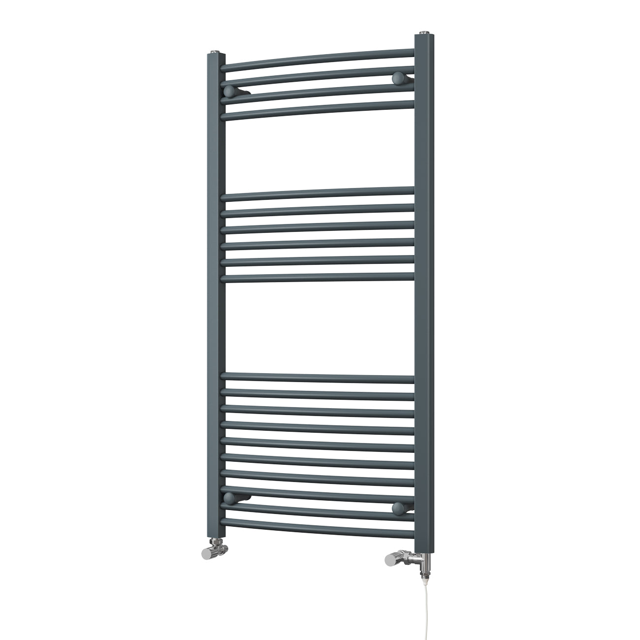 Zennor - Anthracite Dual Fuel Towel Rail H1200mm x W600mm Standard - Curved