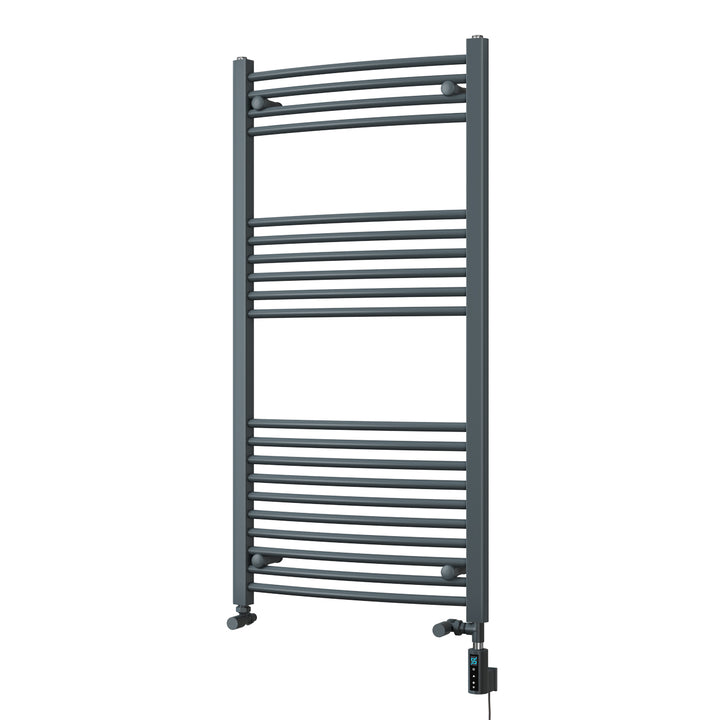 Zennor - Anthracite Dual Fuel Towel Rail H1200mm x W600mm Thermostatic WIFI - Curved
