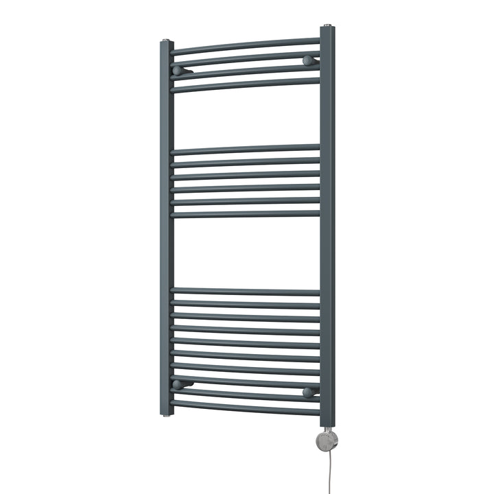 Zennor - Anthracite Electric Towel Rail H1200mm x W600mm Curved 600w Thermostatic