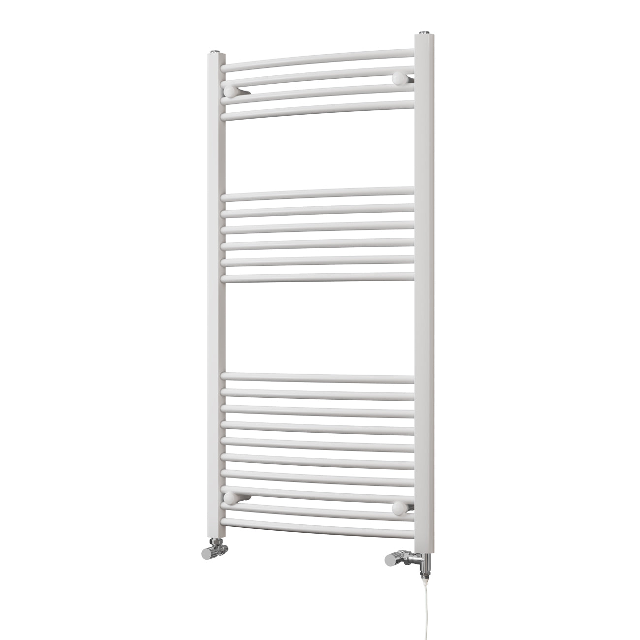 Zennor - White Dual Fuel Towel Rail H1200mm x W600mm Standard - Curved