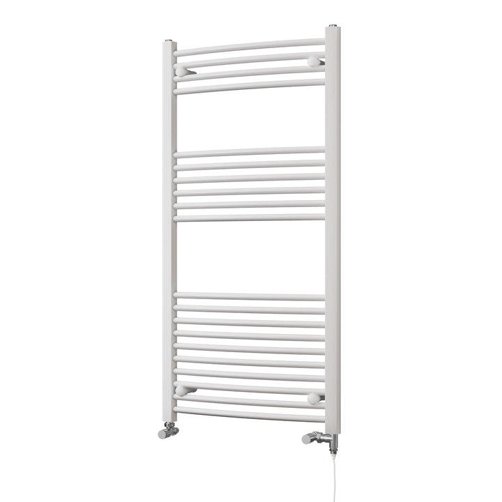 Zennor - White Dual Fuel Towel Rail H1200mm x W600mm Standard - Curved
