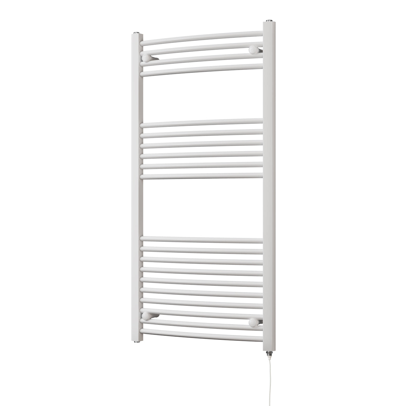 Zennor - White Electric Towel Rail H1200mm x W600mm Curved 500w Standard