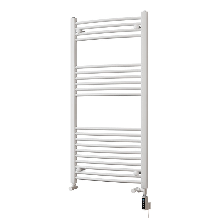Zennor - White Dual Fuel Towel Rail H1200mm x W600mm Thermostatic WIFI - Curved