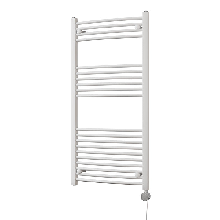 Zennor - White Electric Towel Rail H1200mm x W600mm Curved 600w Thermostatic