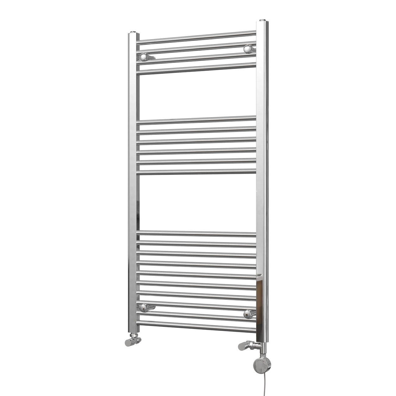 Zennor - Chrome Dual Fuel Towel Rail H1200mm x W600mm Thermostatic - Straight