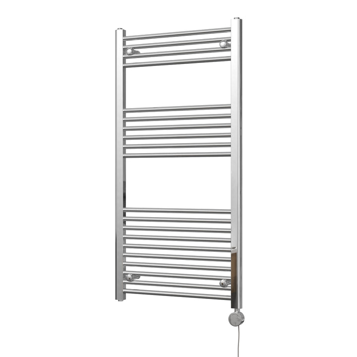 Zennor - Chrome Electric Towel Rail H1200mm x W600mm Straight 400w Thermostatic