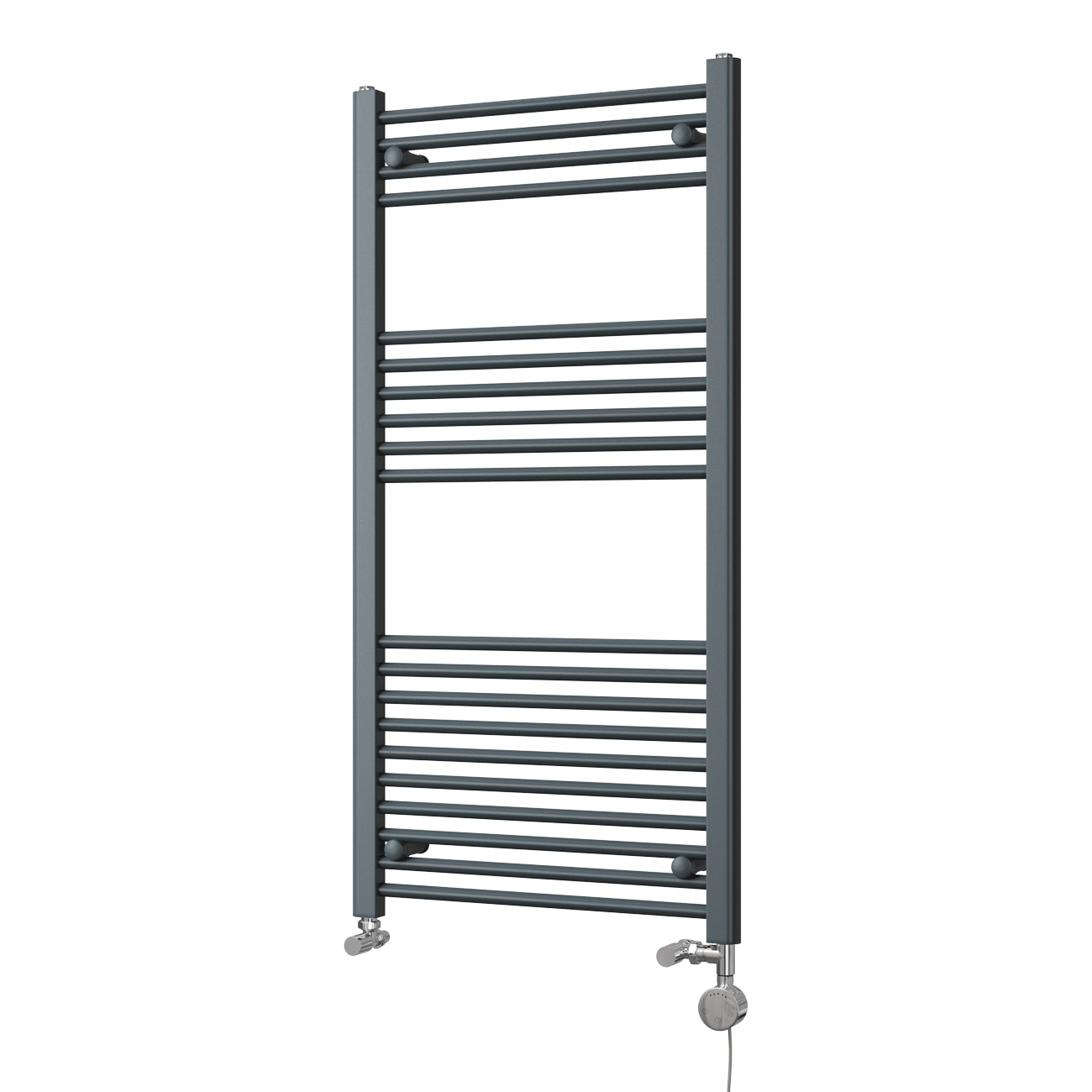 Zennor - Anthracite Dual Fuel Towel Rail H1200mm x W600mm Thermostatic - Straight