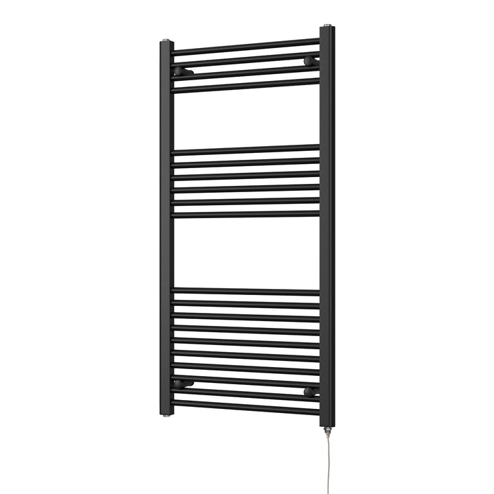 Zennor - Black Electric Towel Rail H1200mm x W600mm Straight 500w Standard