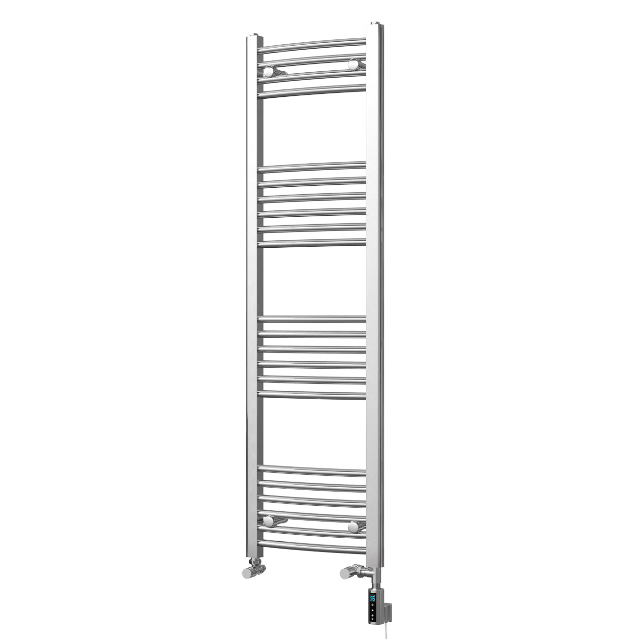 Zennor - Chrome Dual Fuel Towel Rail H1400mm x W400mm Thermostatic WIFI - Curved