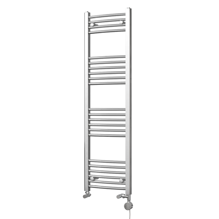 Zennor - Chrome Dual Fuel Towel Rail H1400mm x W400mm Thermostatic - Curved