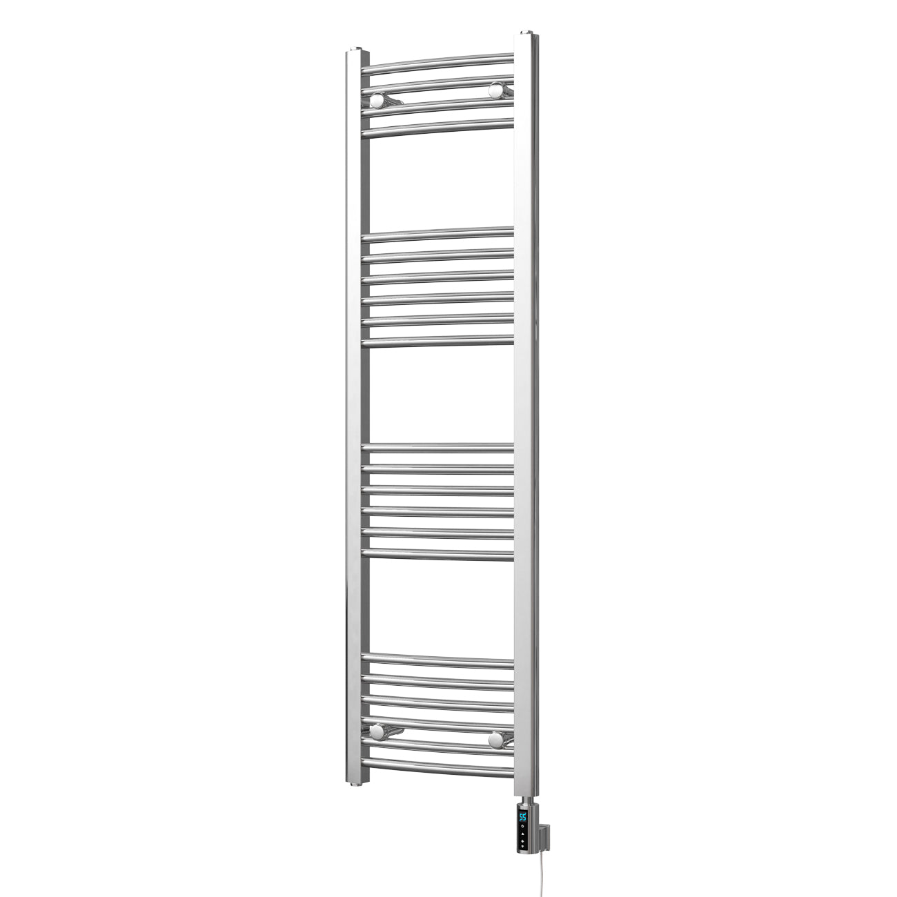 Zennor - Chrome Electric Towel Rail H1400mm x W400mm Curved 300w Thermostatic WIFI