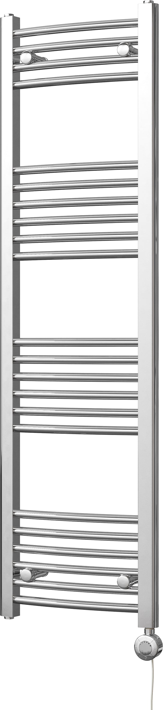 Zennor - Chrome Electric Towel Rail H1400mm x W400mm Curved 300w Thermostatic