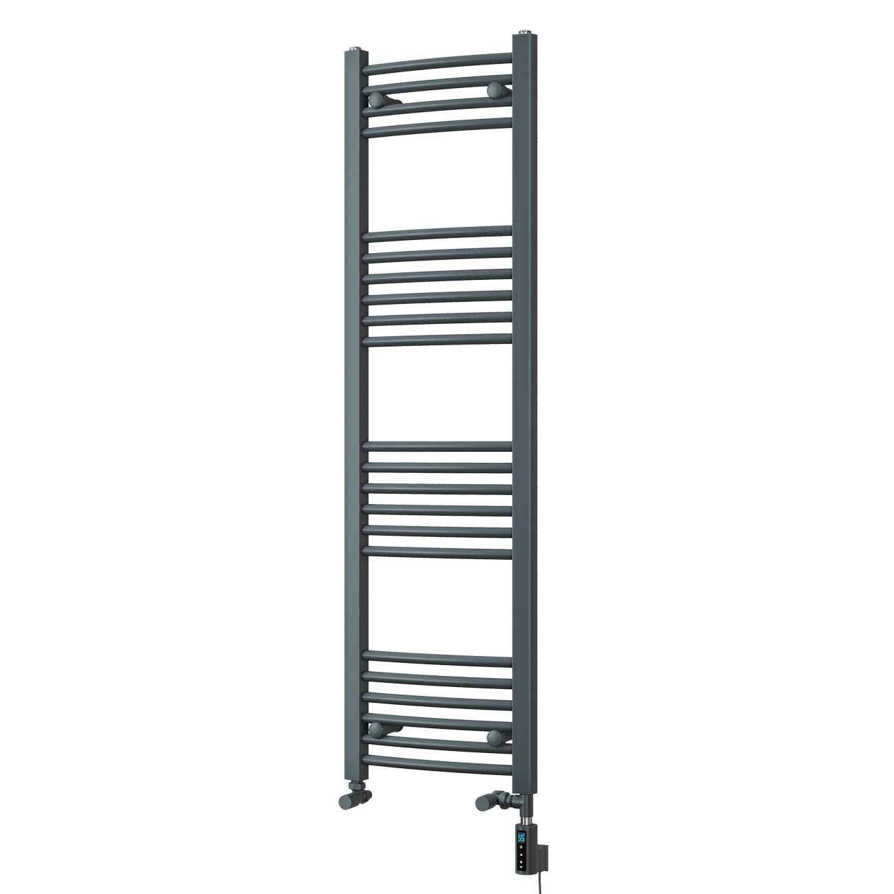 Zennor - Anthracite Dual Fuel Towel Rail H1400mm x W400mm Thermostatic WIFI - Curved