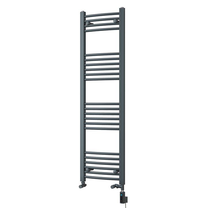 Zennor - Anthracite Dual Fuel Towel Rail H1400mm x W400mm Thermostatic WIFI - Curved
