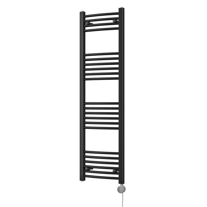 Zennor - Black Electric Towel Rail H1400mm x W400mm Curved 300w Thermostatic