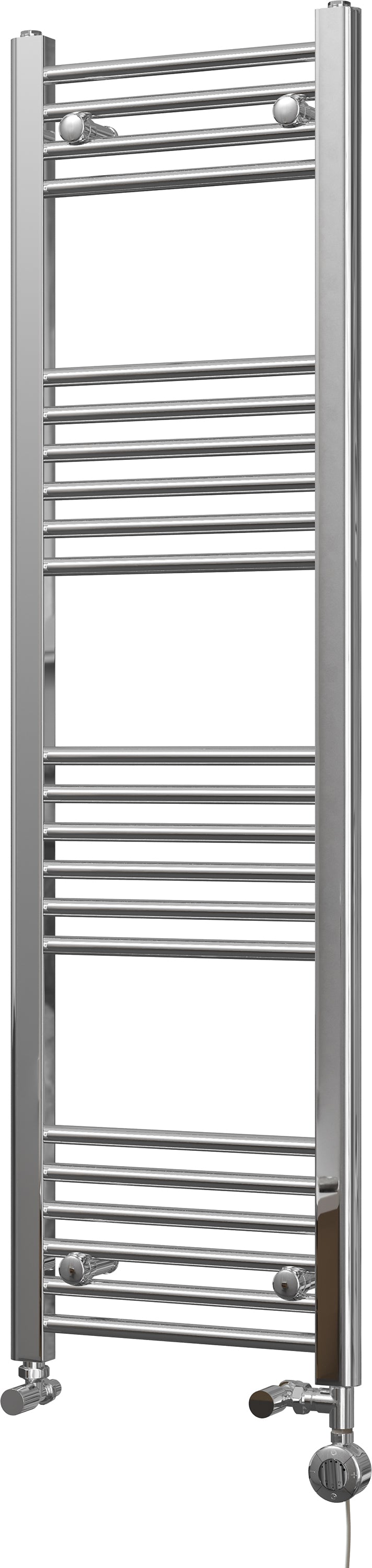 Zennor - Chrome Dual Fuel Towel Rail H1400mm x W400mm Thermostatic - Straight