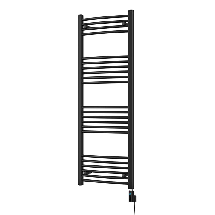 Zennor - Black Electric Towel Rail H1400mm x W500mm Curved 600w Thermostatic WIFI