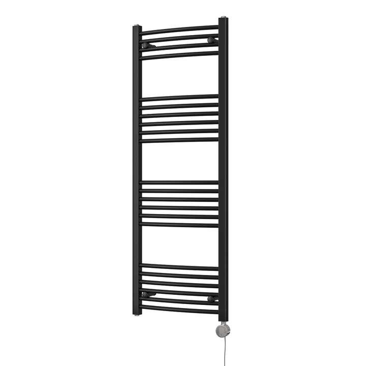 Zennor - Black Electric Towel Rail H1400mm x W500mm Curved 500w Thermostatic