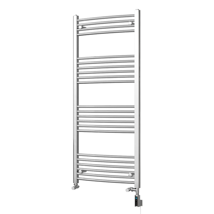 Zennor - Chrome Dual Fuel Towel Rail H1400mm x W600mm Thermostatic WIFI - Curved