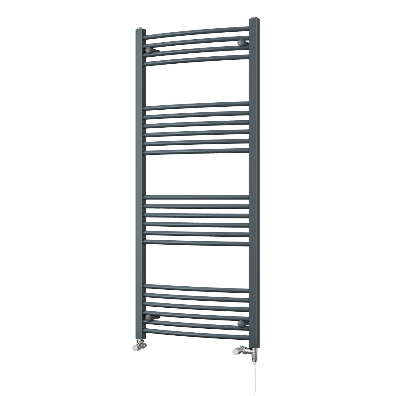 Zennor - Anthracite Dual Fuel Towel Rail H1400mm x W600mm Standard - Curved