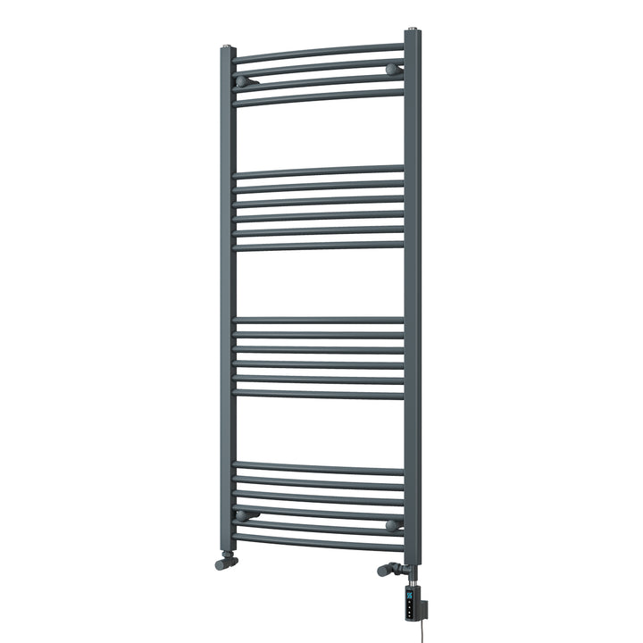 Zennor - Anthracite Dual Fuel Towel Rail H1400mm x W600mm Thermostatic WIFI - Curved