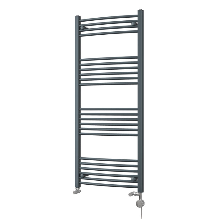 Zennor - Anthracite Dual Fuel Towel Rail H1400mm x W600mm Thermostatic - Curved
