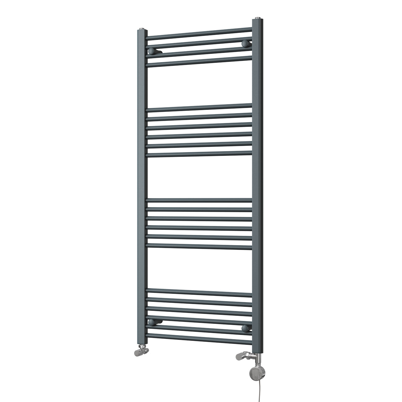 Zennor - Anthracite Dual Fuel Towel Rail H1400mm x W600mm Thermostatic - Straight