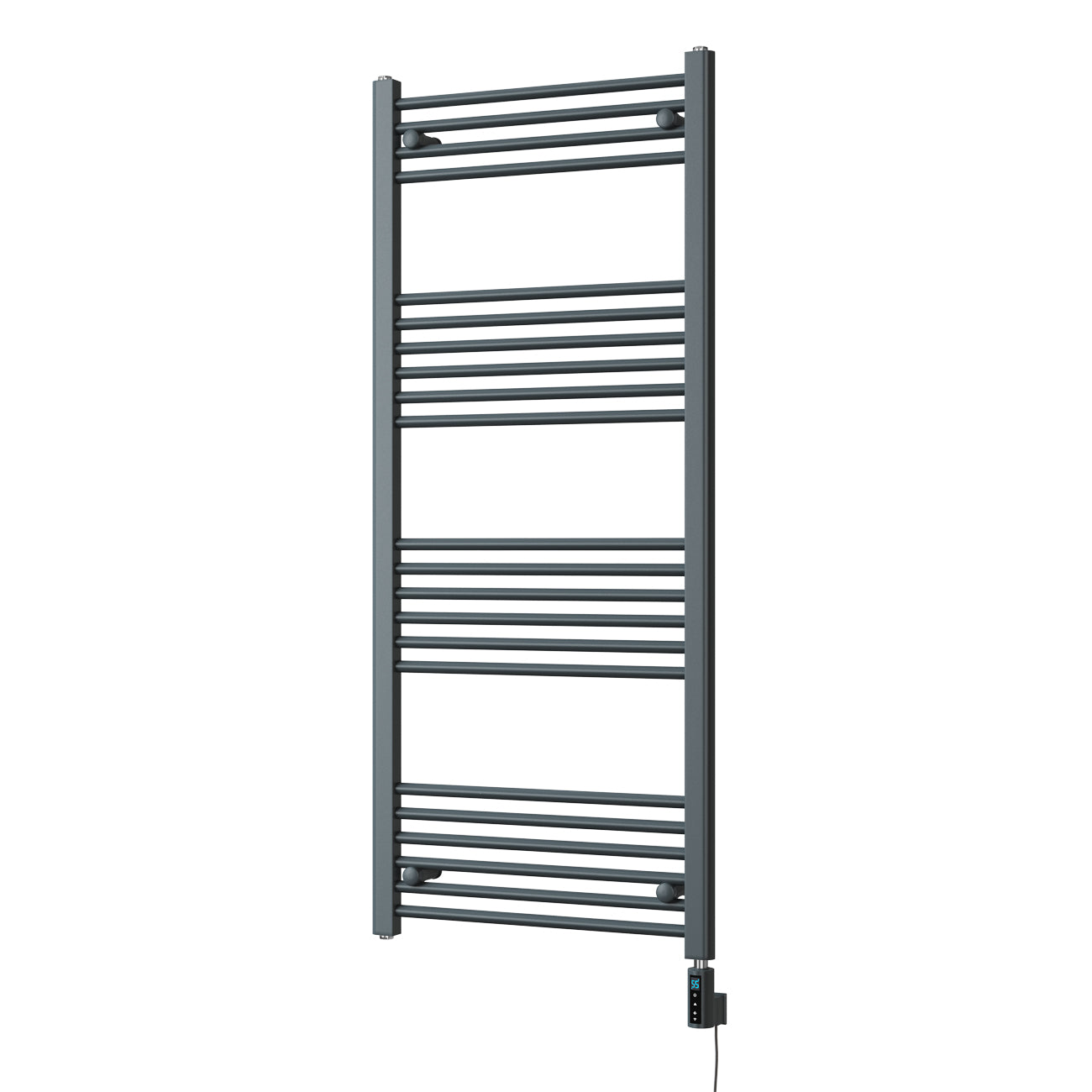 Zennor - Anthracite Electric Towel Rail H1400mm x W600mm Straight 600w Thermostatic WIFI