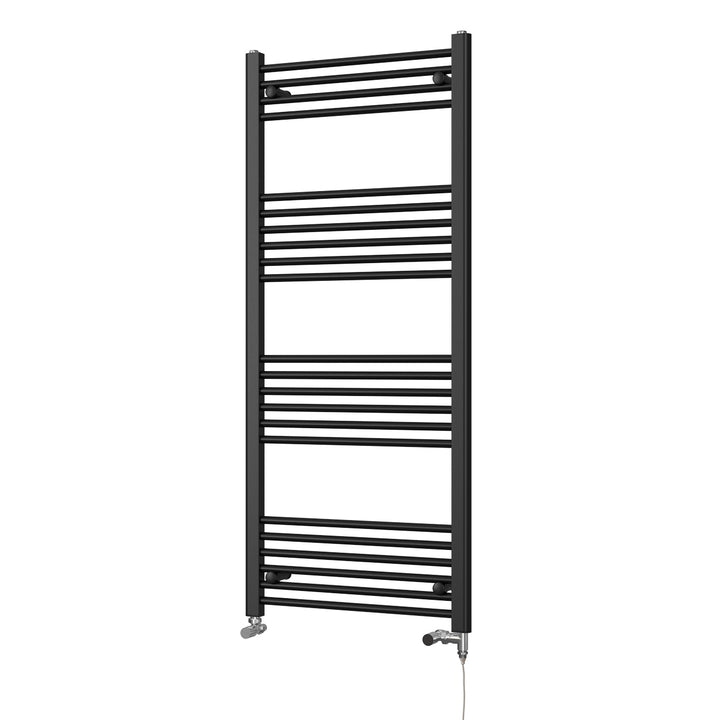 Zennor - Black Dual Fuel Towel Rail H1400mm x W600mm Standard - Straight
