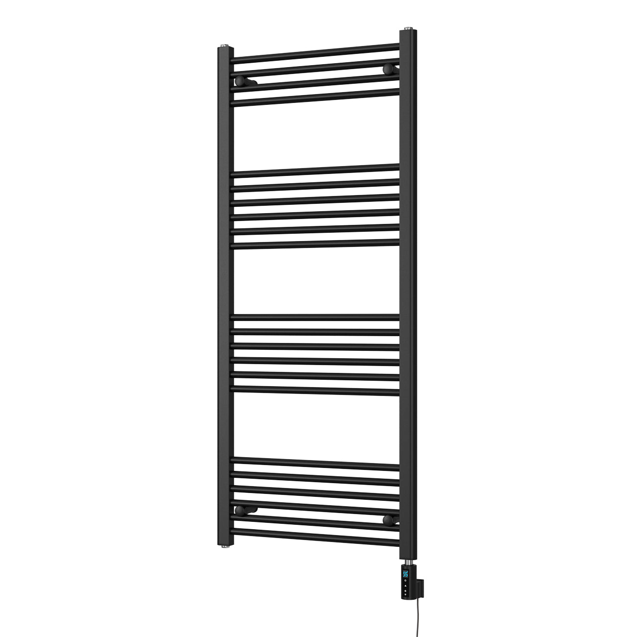 Zennor - Black Electric Towel Rail H1400mm x W600mm Straight 700w Thermostatic WIFI