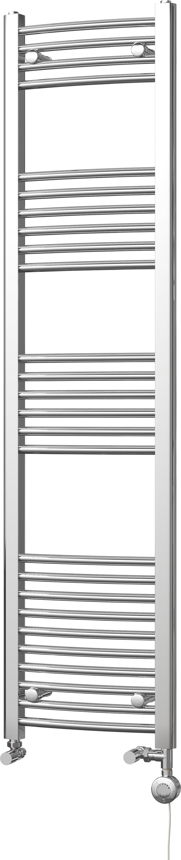 Zennor - Chrome Dual Fuel Towel Rail H1600mm x W400mm Thermostatic - Curved