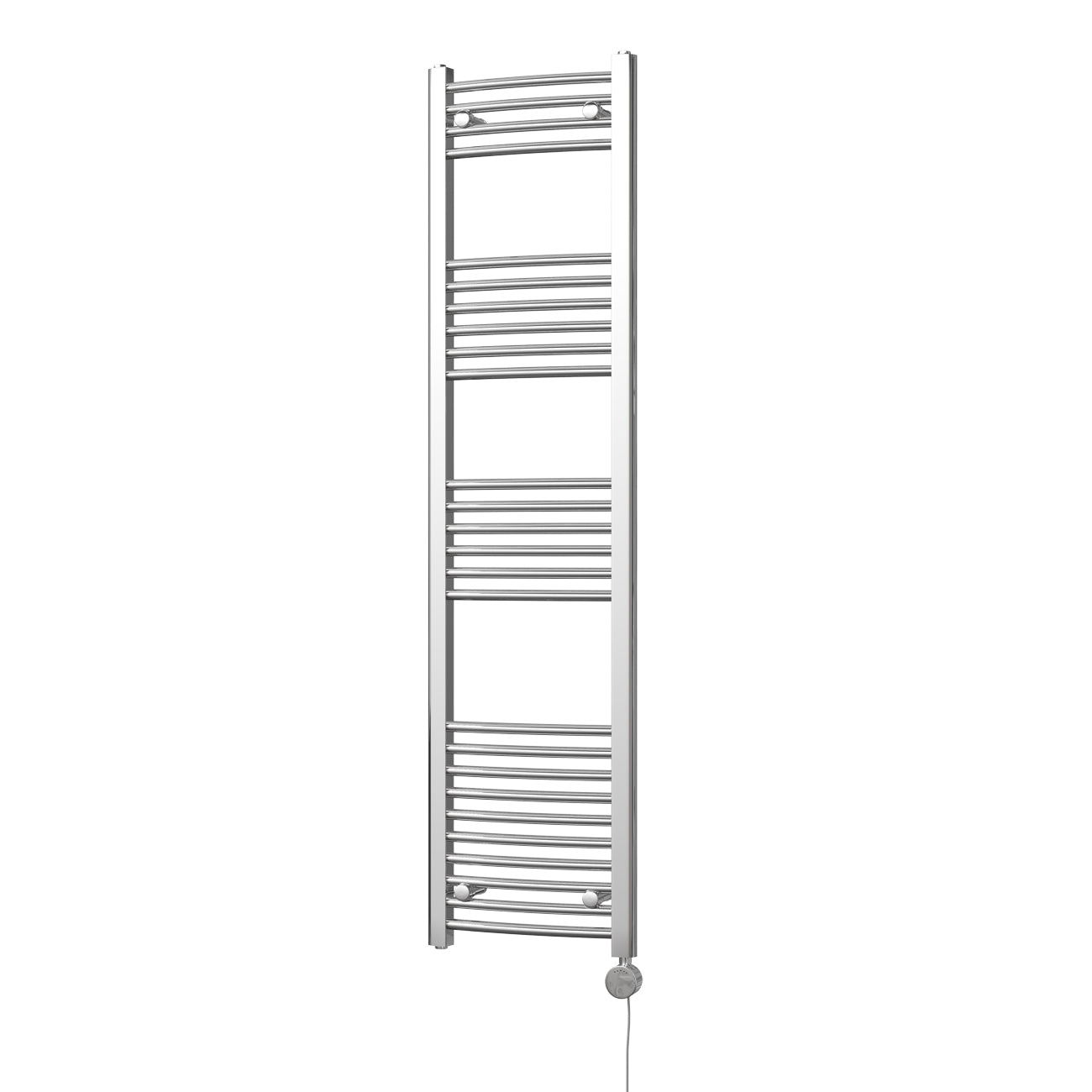 Zennor - Chrome Electric Towel Rail H1600mm x W400mm Curved 300w Thermostatic