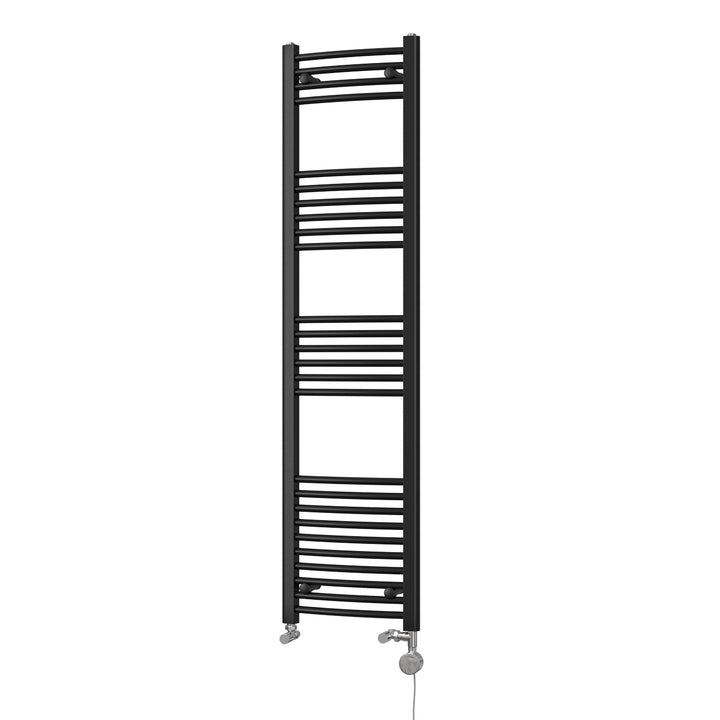 Zennor - Black Dual Fuel Towel Rail H1600mm x W400mm Thermostatic - Curved