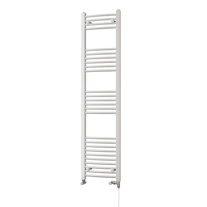 Zennor - White Dual Fuel Towel Rail H1600mm x W400mm Standard - Curved