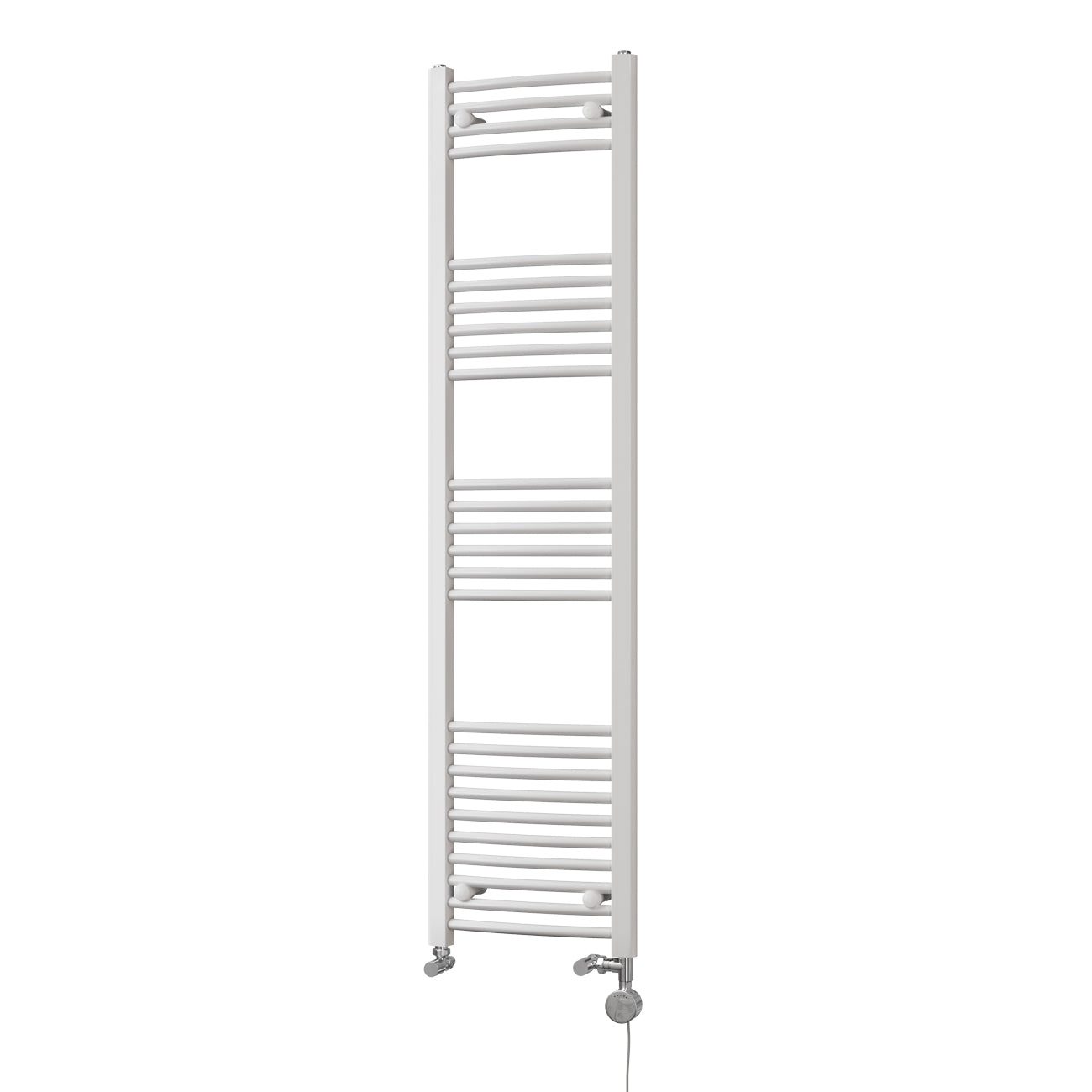 Zennor - White Dual Fuel Towel Rail H1600mm x W400mm Thermostatic - Curved