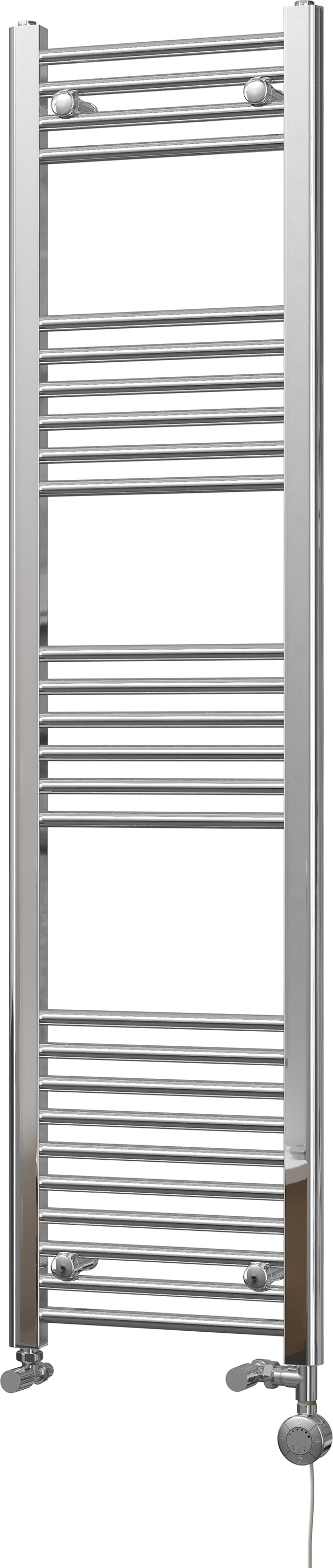 Zennor - Chrome Dual Fuel Towel Rail H1600mm x W400mm Thermostatic - Straight