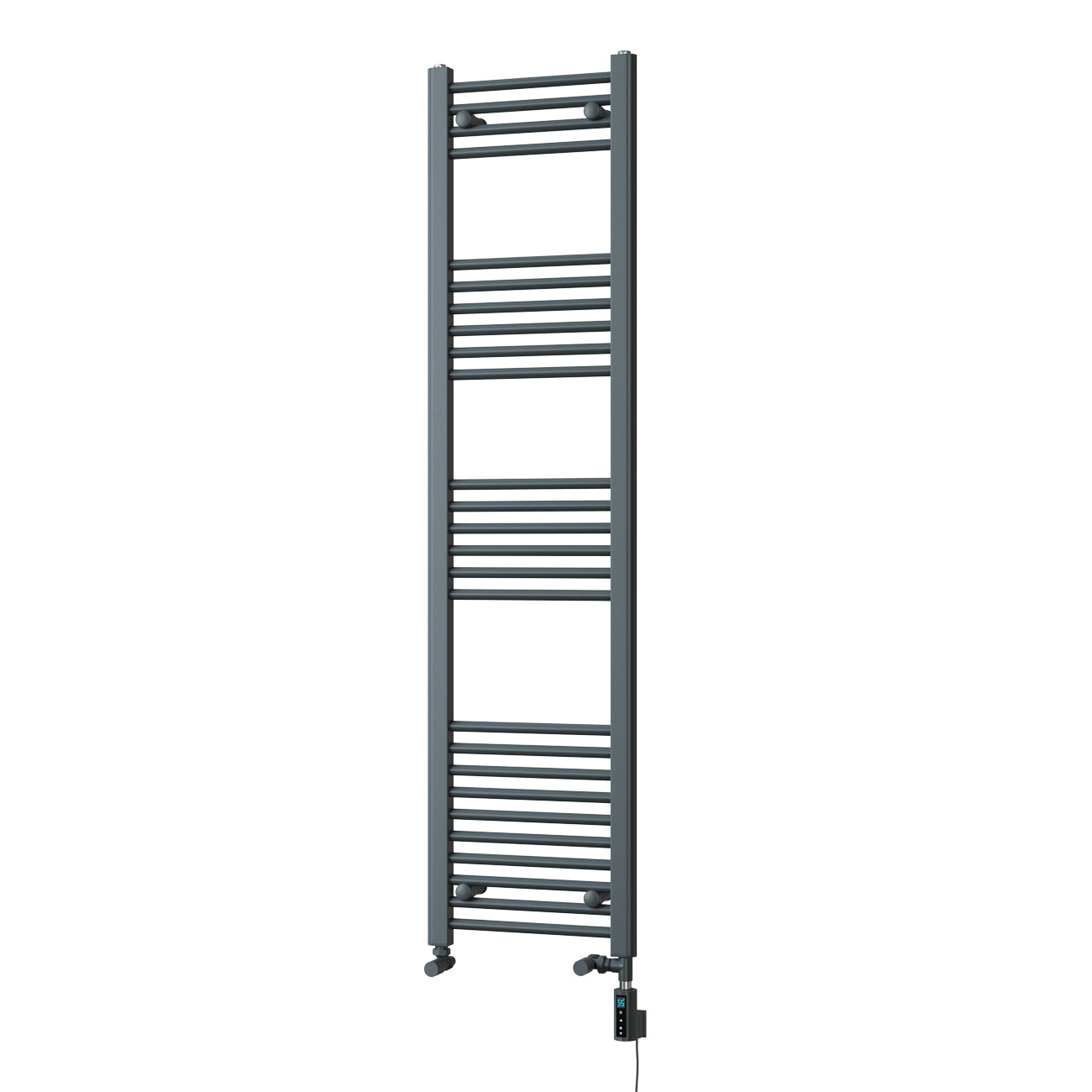 Zennor - Anthracite Dual Fuel Towel Rail H1600mm x W400mm Thermostatic WIFI - Straight