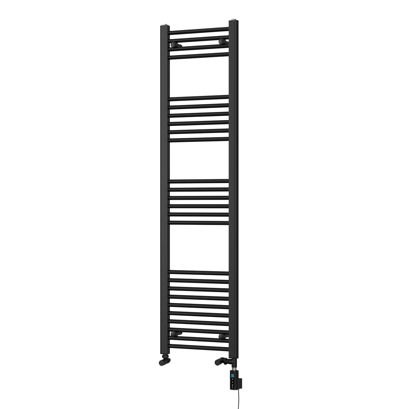Zennor - Black Dual Fuel Towel Rail H1600mm x W400mm Thermostatic WIFI - Straight