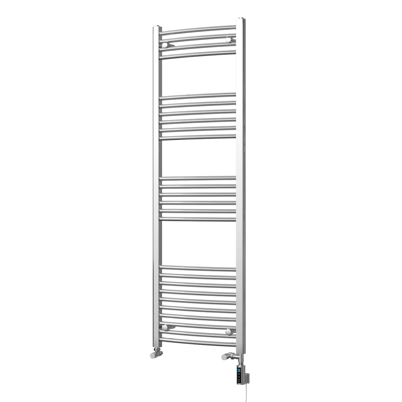 Zennor - Chrome Dual Fuel Towel Rail H1600mm x W500mm Thermostatic WIFI - Curved