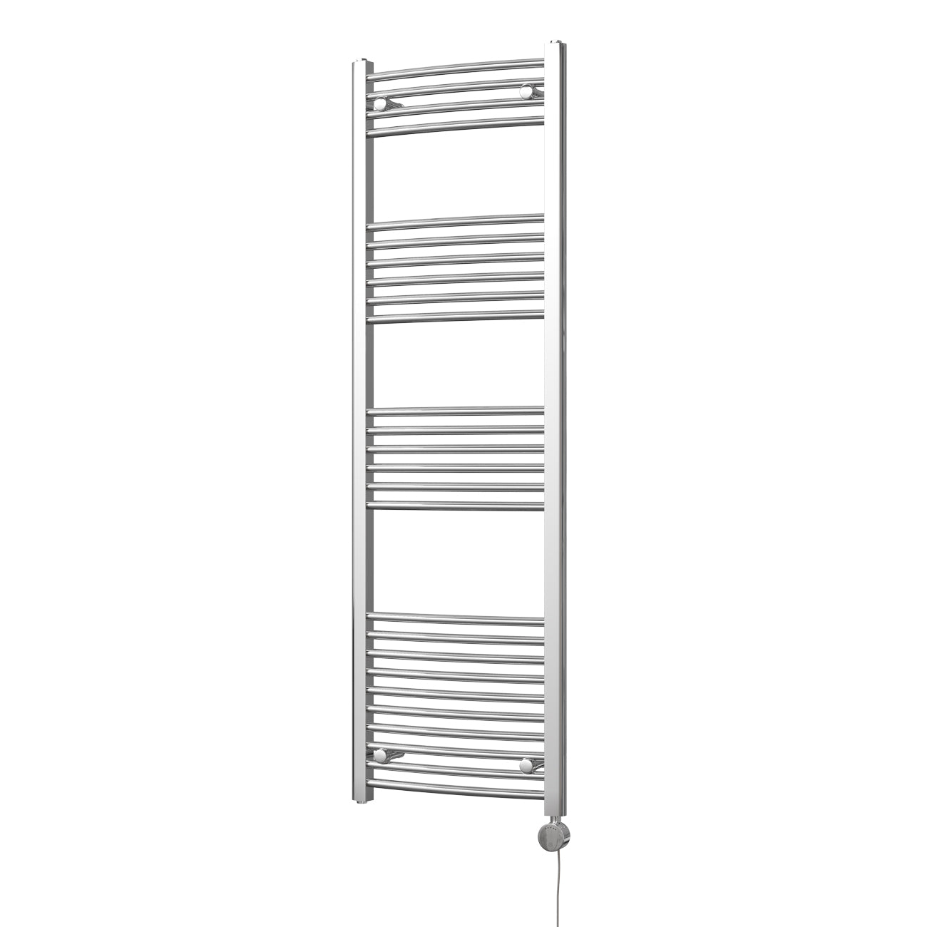 Zennor - Chrome Electric Towel Rail H1600mm x W500mm Curved 300w Thermostatic