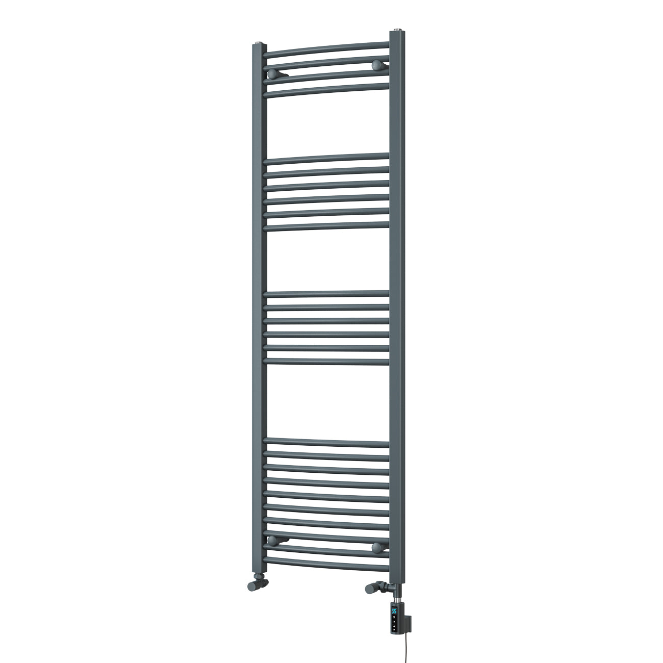 Zennor - Anthracite Dual Fuel Towel Rail H1600mm x W500mm Thermostatic WIFI - Curved