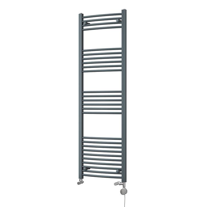 Zennor - Anthracite Dual Fuel Towel Rail H1600mm x W500mm Thermostatic - Curved
