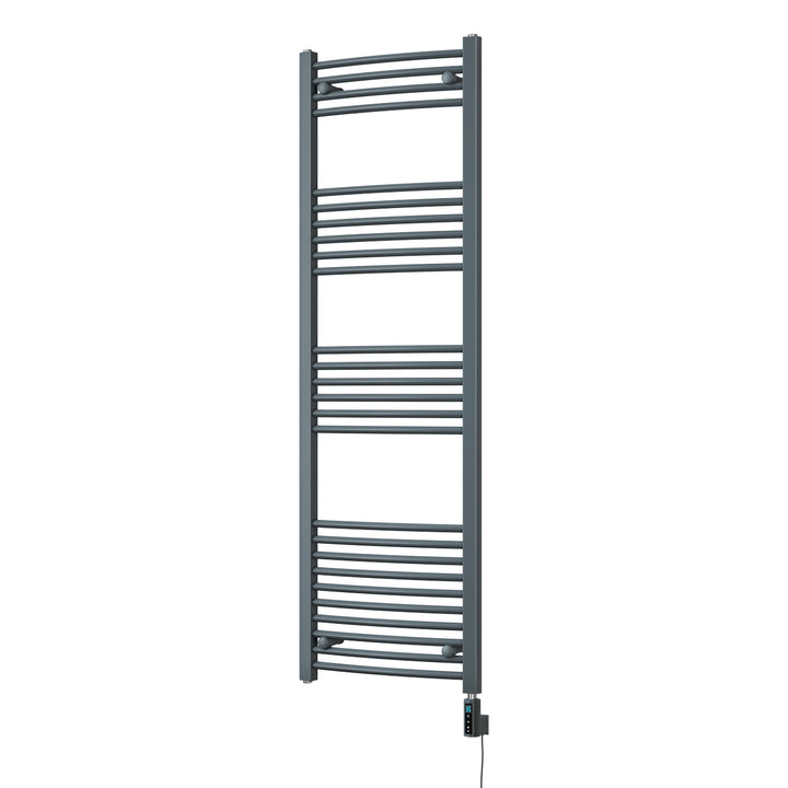 Zennor - Anthracite Electric Towel Rail H1600mm x W500mm Curved 600w Thermostatic WIFI