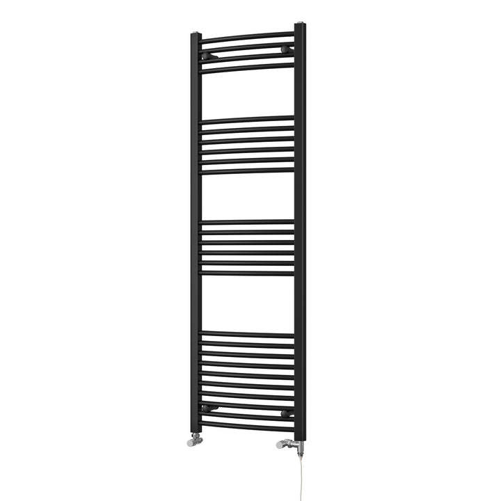 Zennor Black Dual Fuel Towel Rail 1600mm x 500mm – Standard Curved Bathroom Radiator