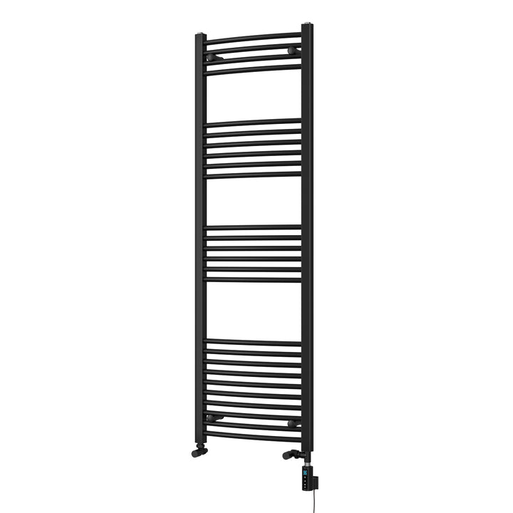 Zennor - Black Dual Fuel Towel Rail H1600mm x W500mm Thermostatic WIFI - Curved
