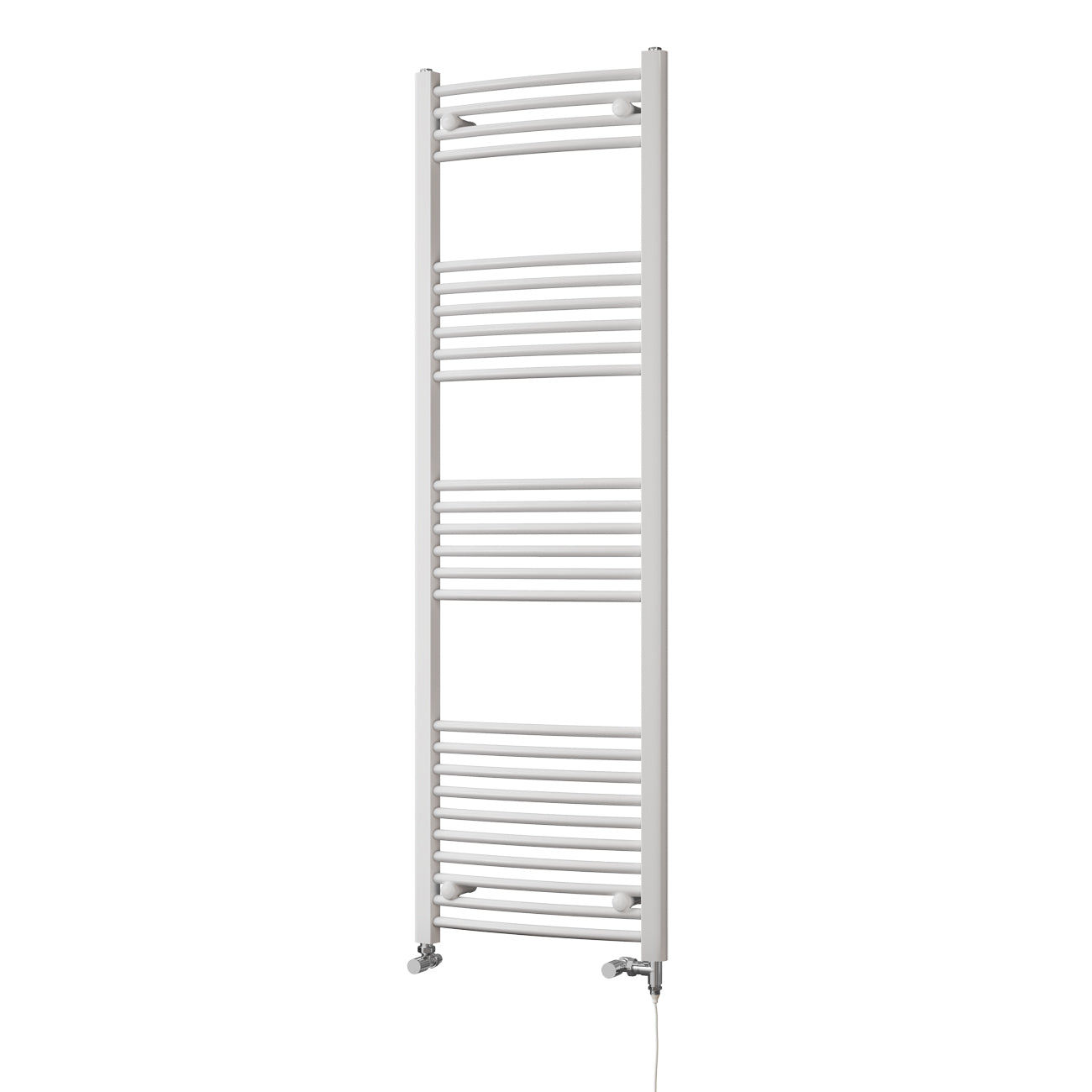 Zennor - White Dual Fuel Towel Rail H1600mm x W500mm Standard - Curved