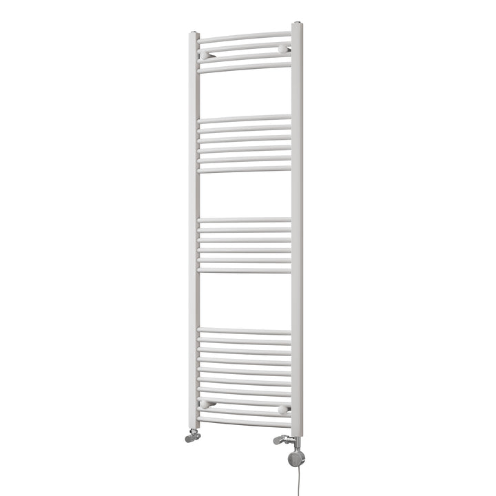 Zennor - White Dual Fuel Towel Rail H1600mm x W500mm Thermostatic - Curved
