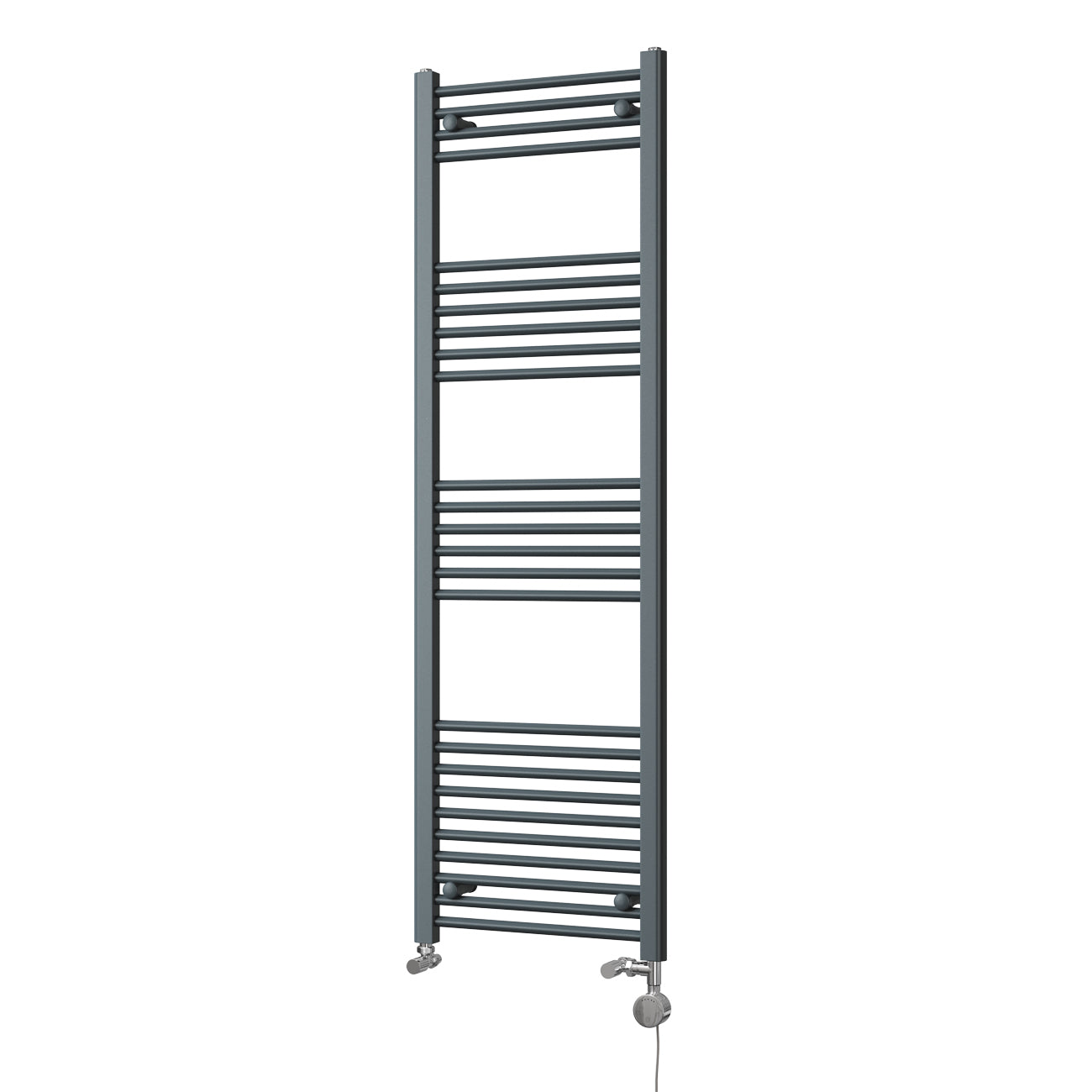 Zennor - Anthracite Dual Fuel Towel Rail H1600mm x W500mm Thermostatic - Straight