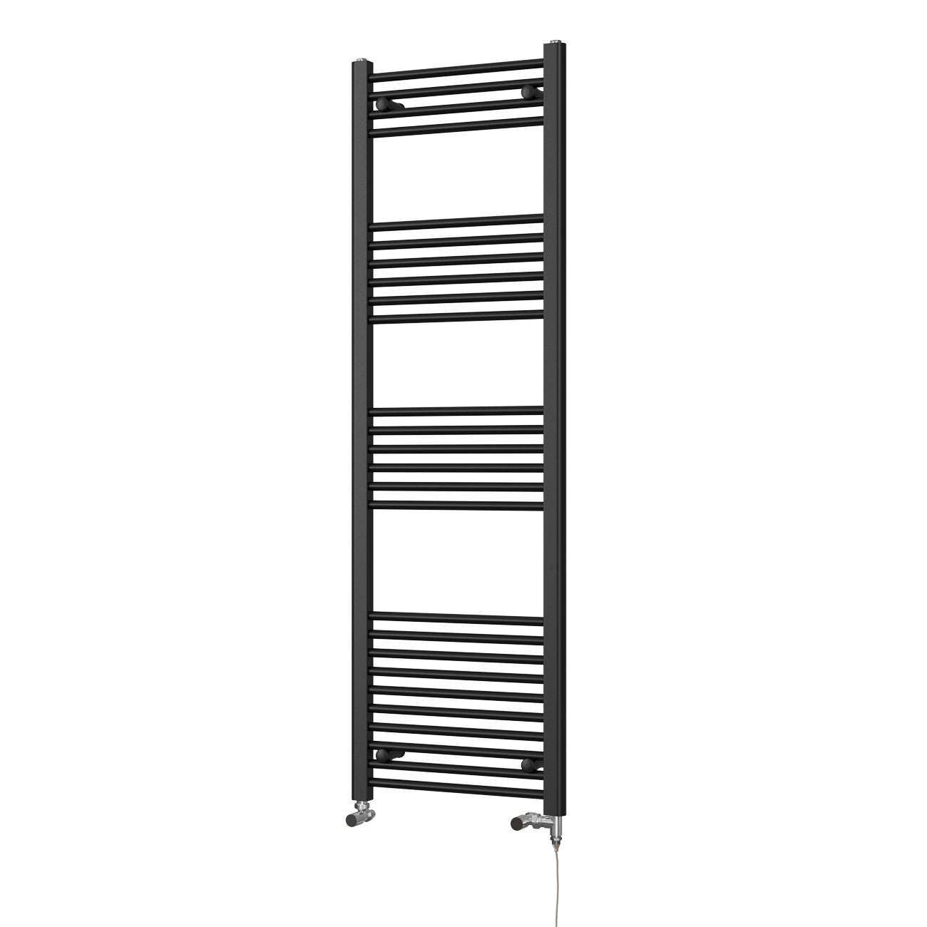 Zennor - Black Dual Fuel Towel Rail H1600mm x W500mm Standard - Straight
